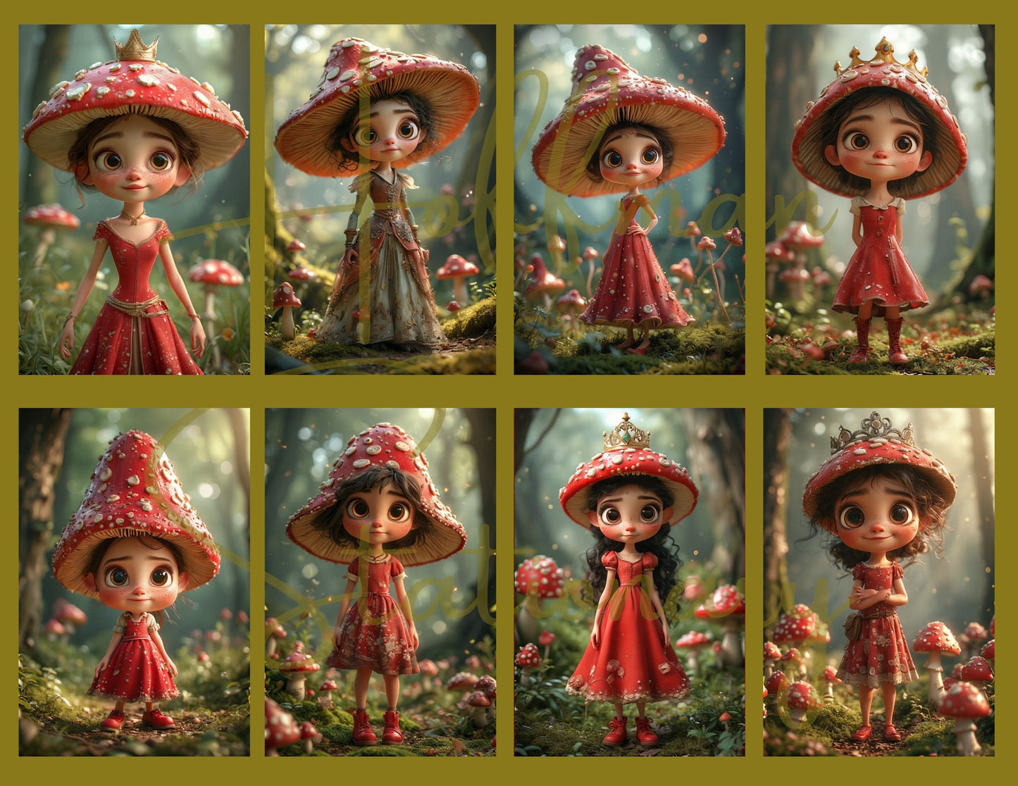 Adorable Mushroom Girls – Printable Digital Art