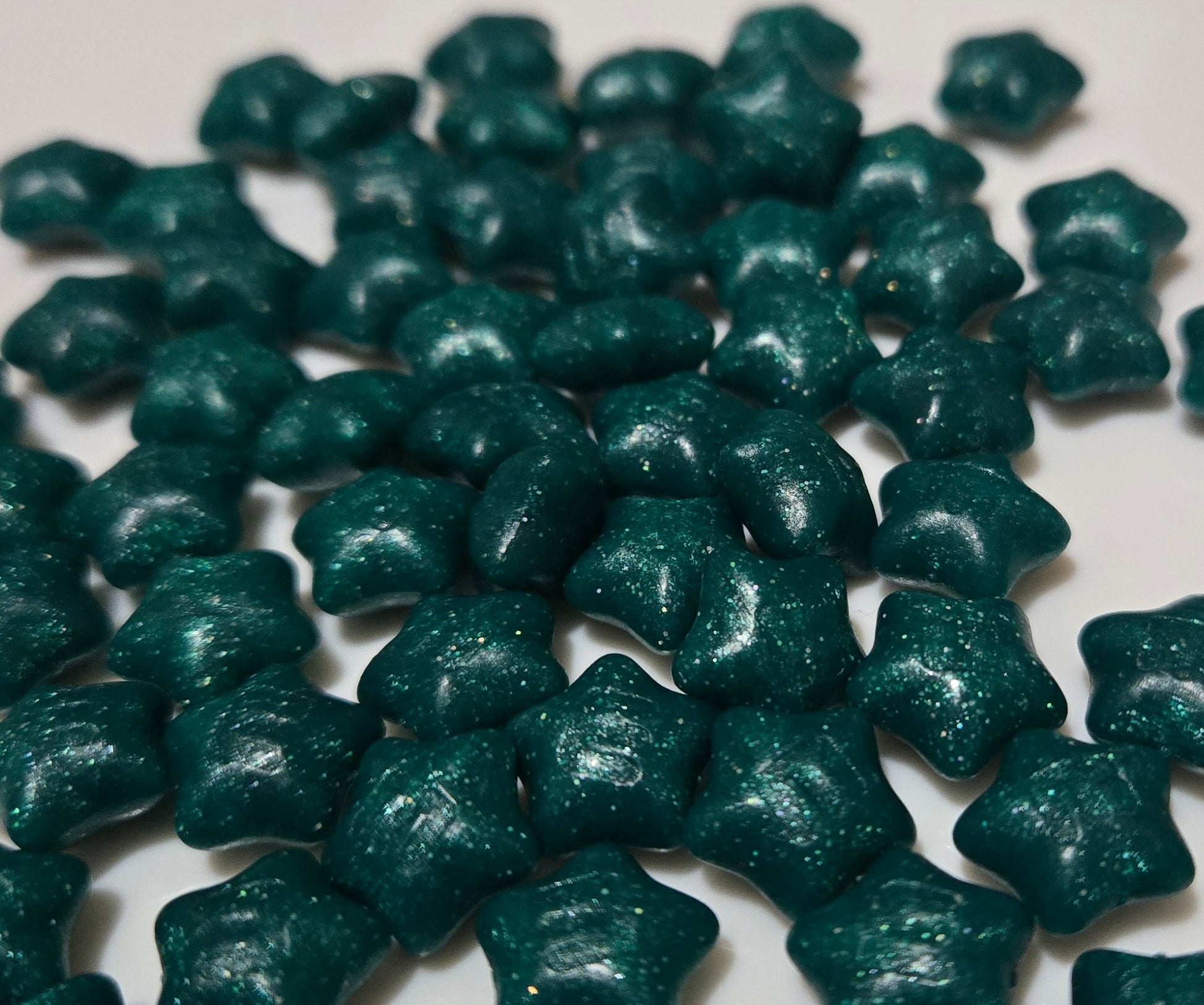 A deep Christmas Tree Green with lots of glitter to make it a celebration