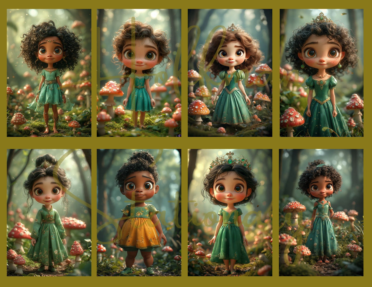 Adorable Mushroom Girls – Printable Digital Art
