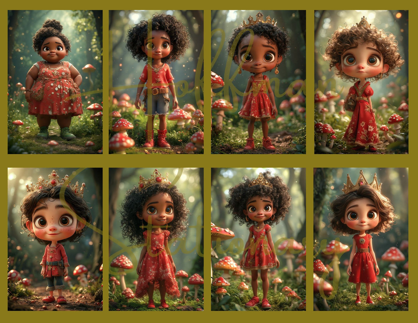 Adorable Mushroom Girls – Printable Digital Art