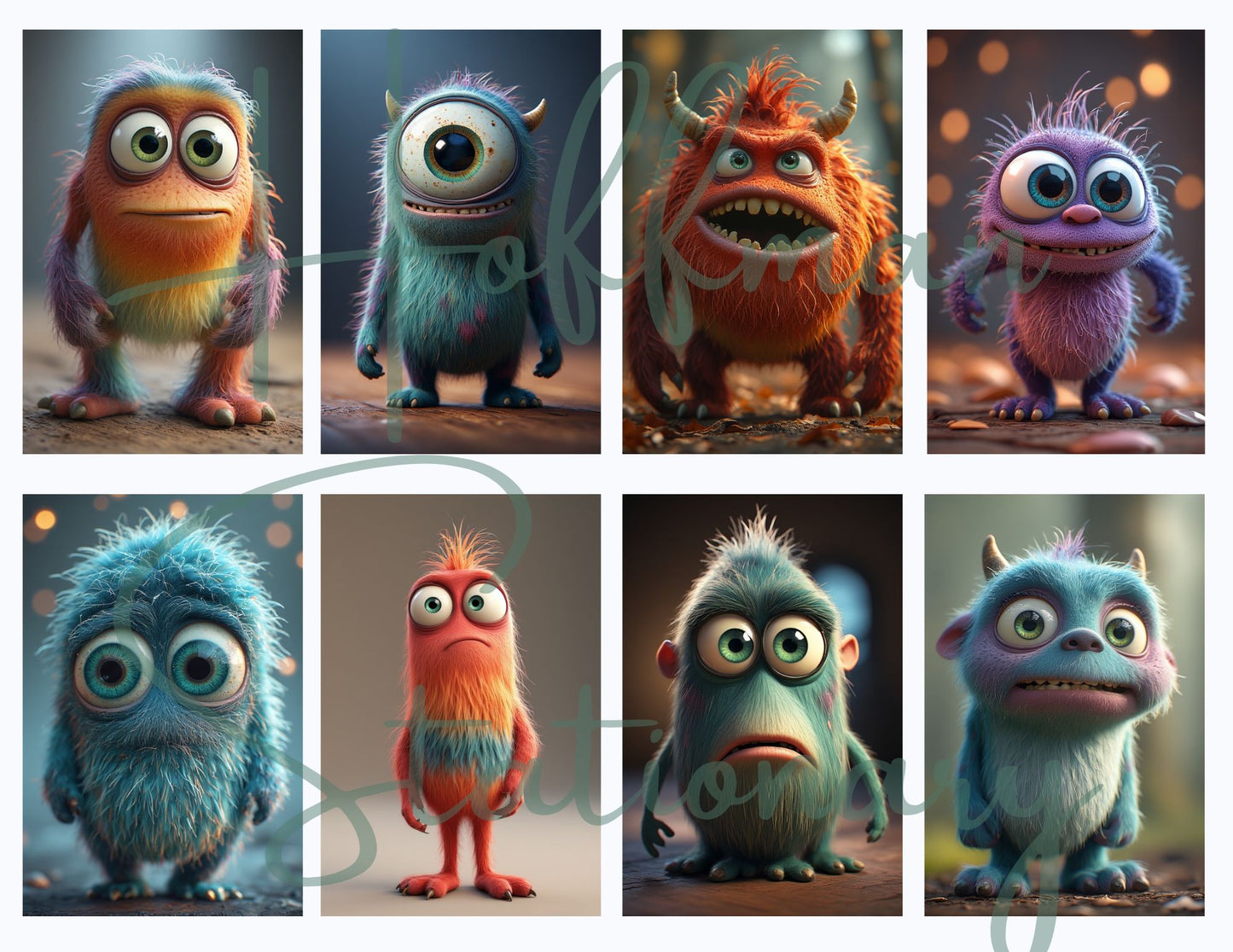 Fluffy Monsters – Adorable and Whimsical Digital Image Collection