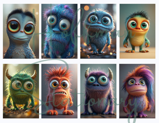 Fluffy Monsters – Adorable and Whimsical Digital Image Collection