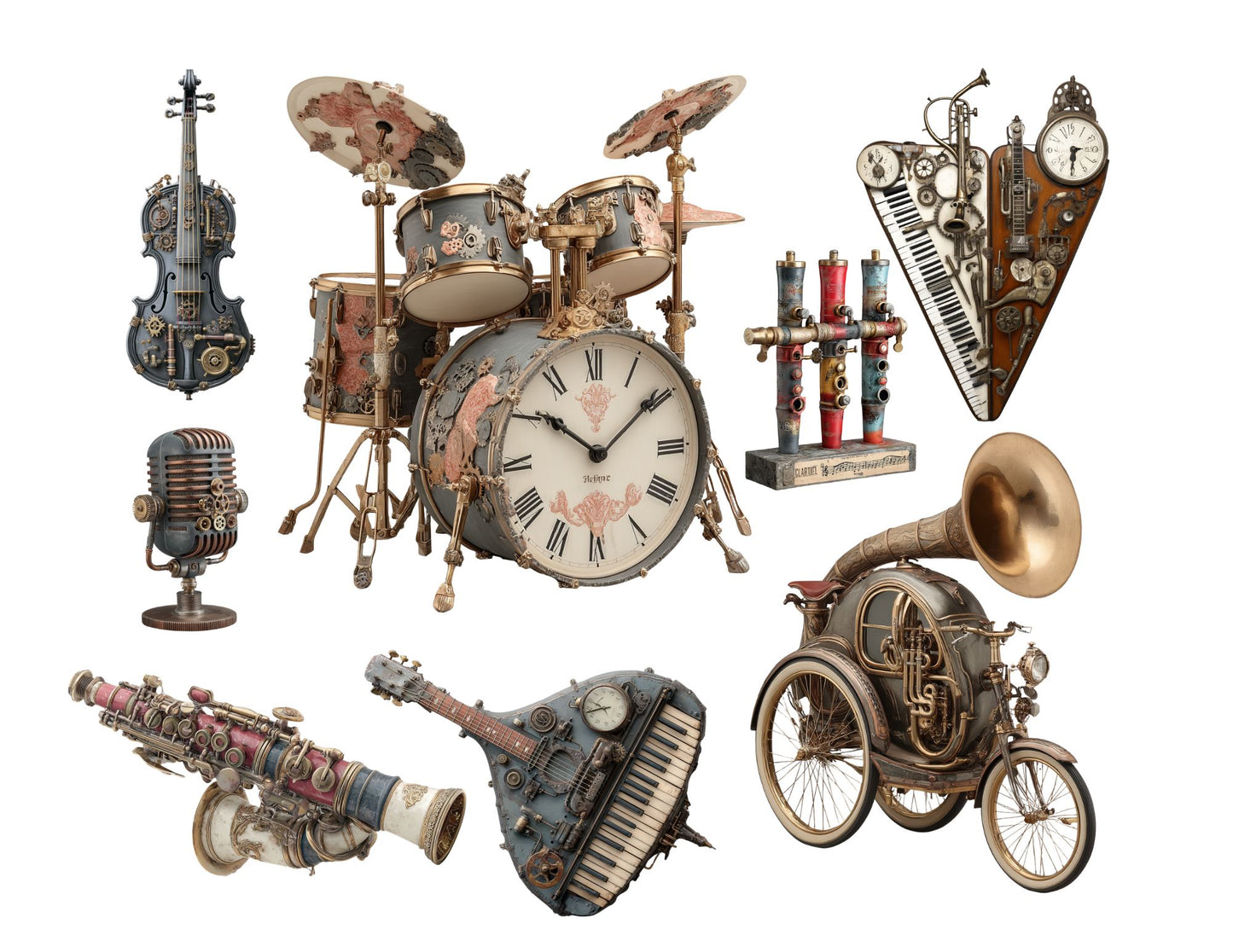 In the Band – Steampunk Musicians Digital Art Collection