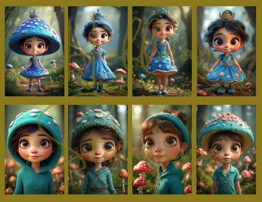 Adorable Mushroom Girls – Printable Digital Art