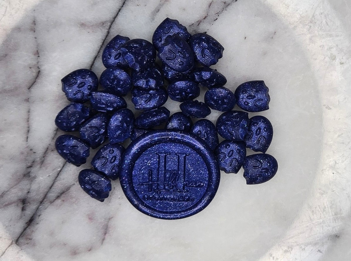 A deep glimmering navy  blue with glitter