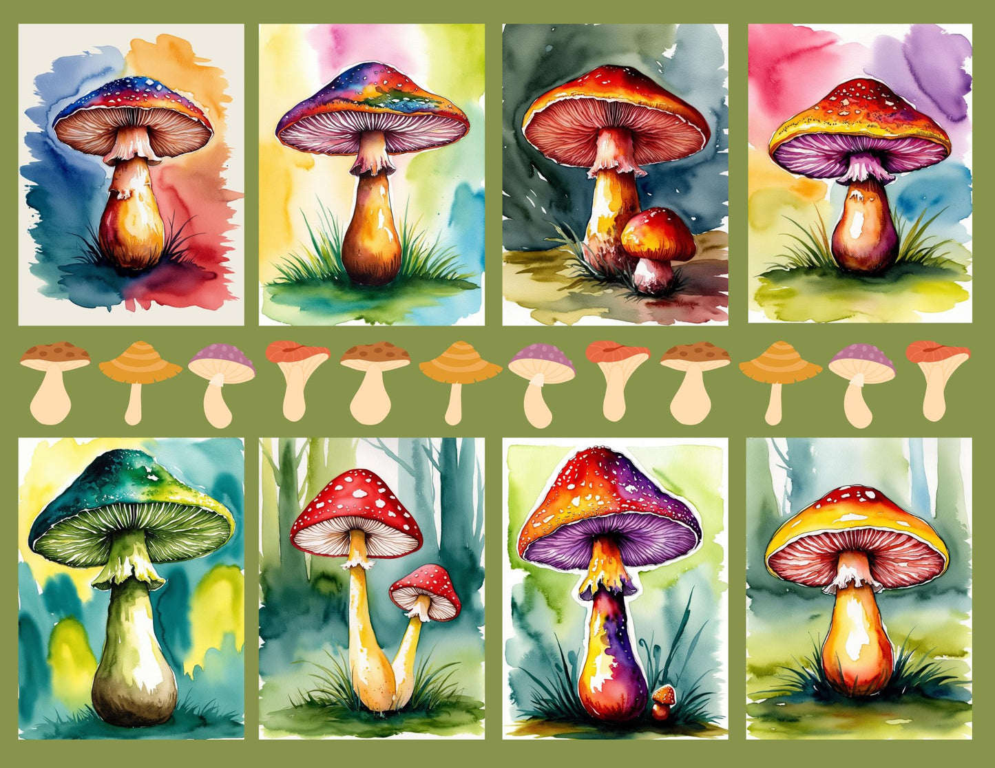 Whimsical Mushrooms – Printable Digital Art