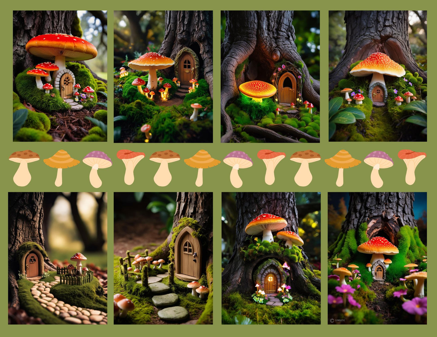 Whimsical Mushrooms – Printable Digital Art
