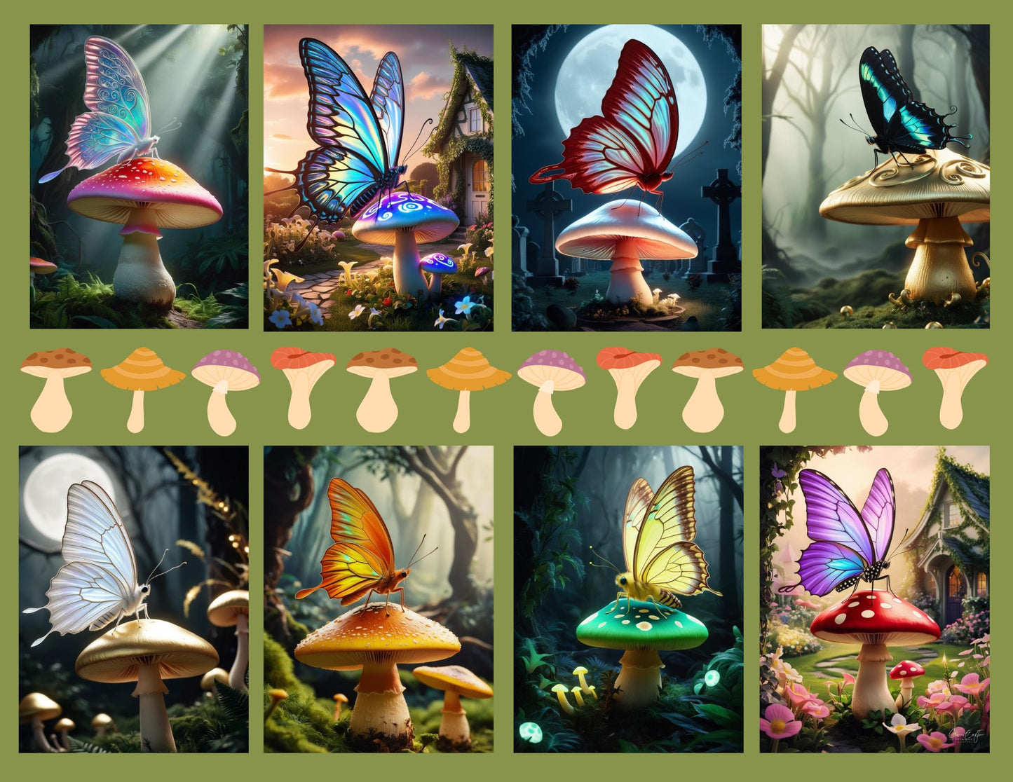 Whimsical Mushrooms – Printable Digital Art