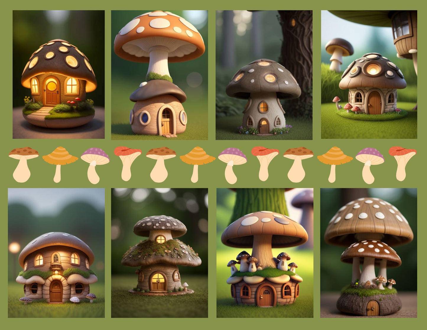 Whimsical Mushrooms – Printable Digital Art