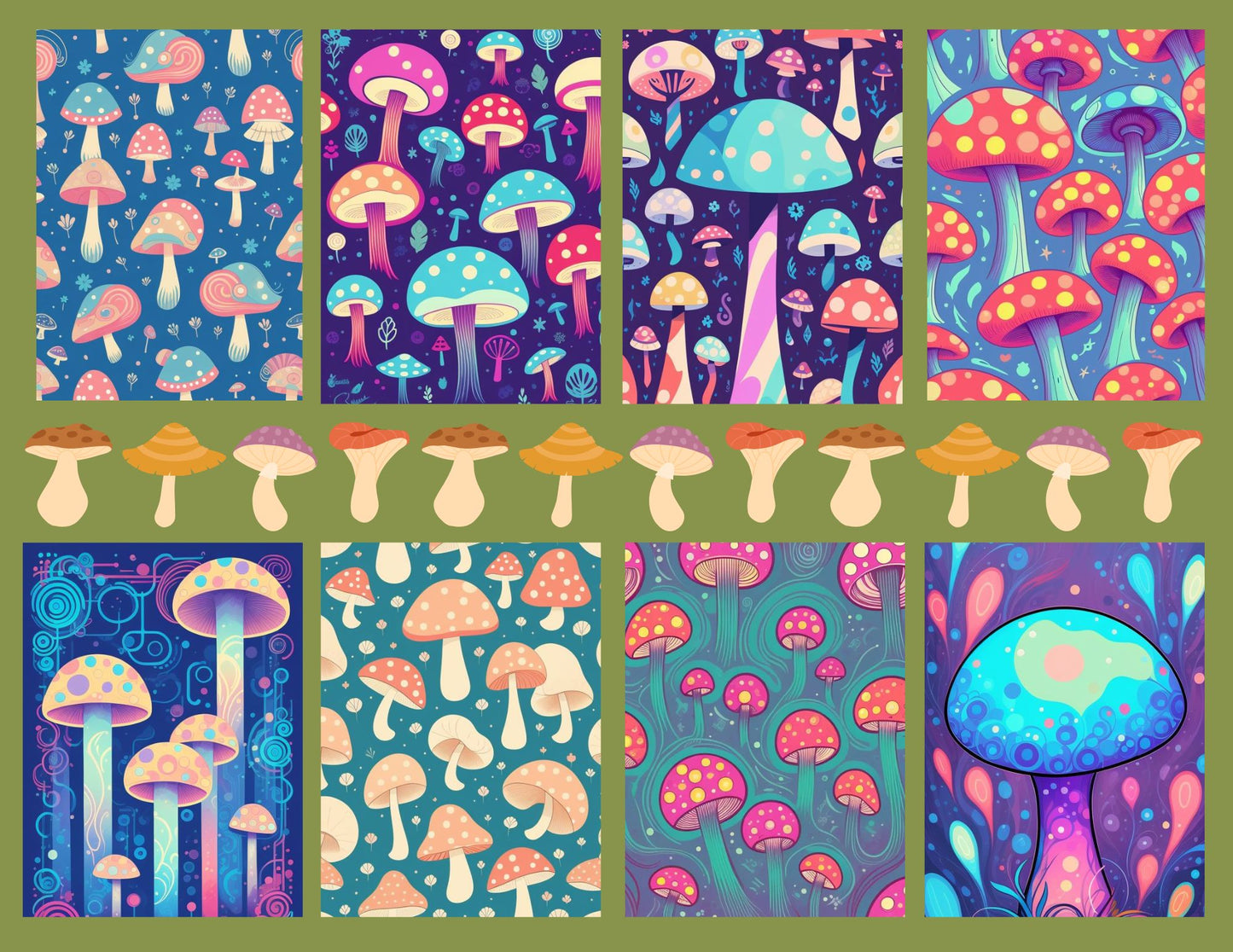 Whimsical Mushrooms – Printable Digital Art