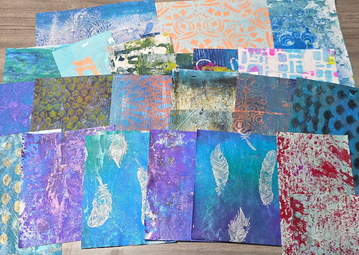 Gel Plate Printed Paper Packs