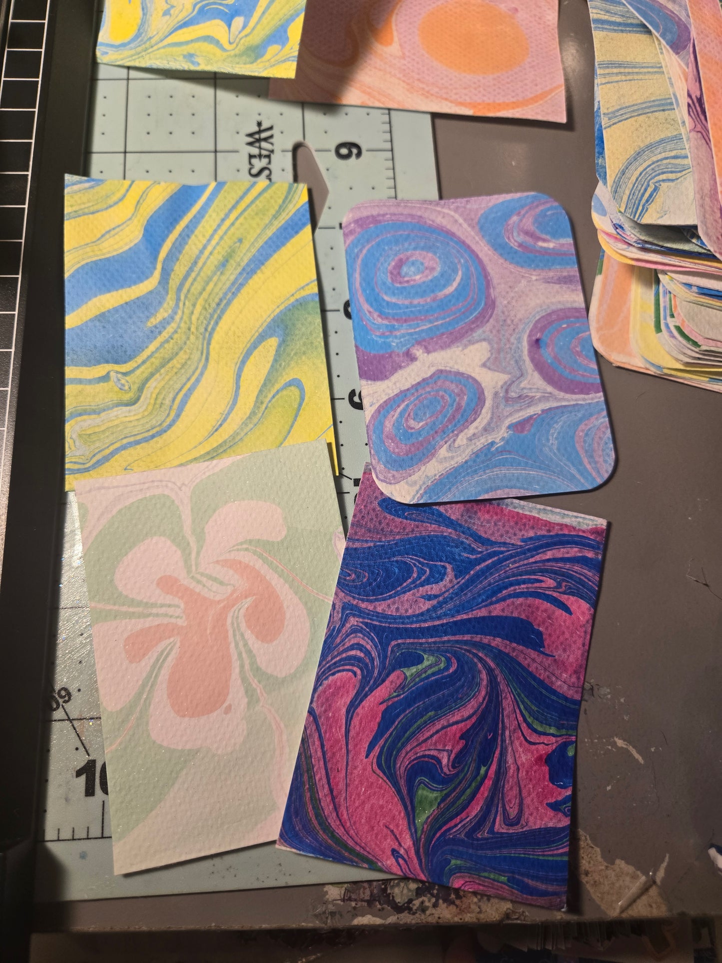 Watermarble Painted Cards - Assorted Pack of 10