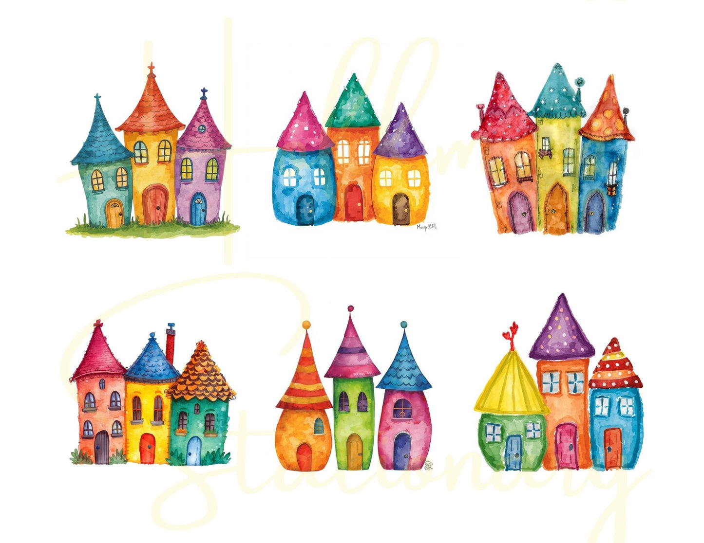 🏡 “Storybrook Street” – Whimsical Houses Digital Collection