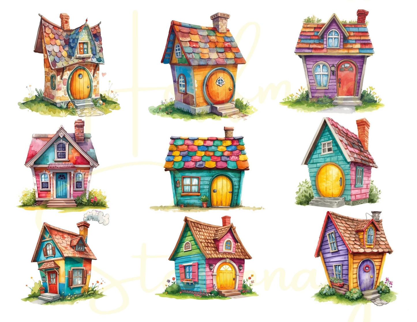 🏡 “Storybrook Street” – Whimsical Houses Digital Collection