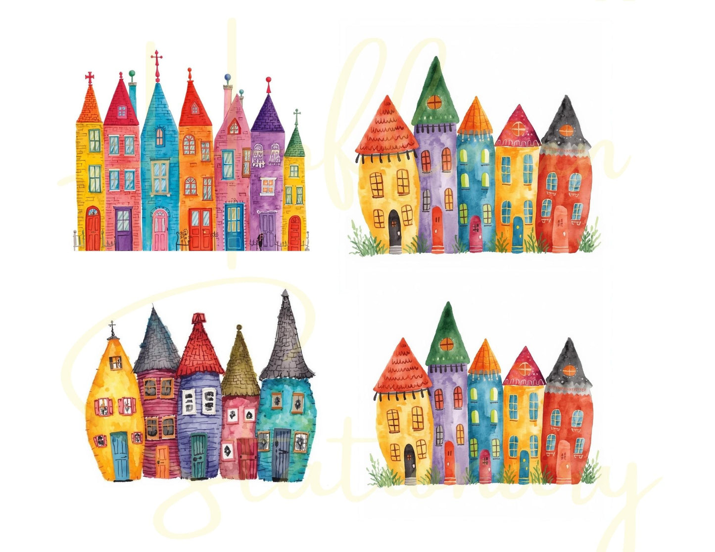 🏡 “Storybrook Street” – Whimsical Houses Digital Collection