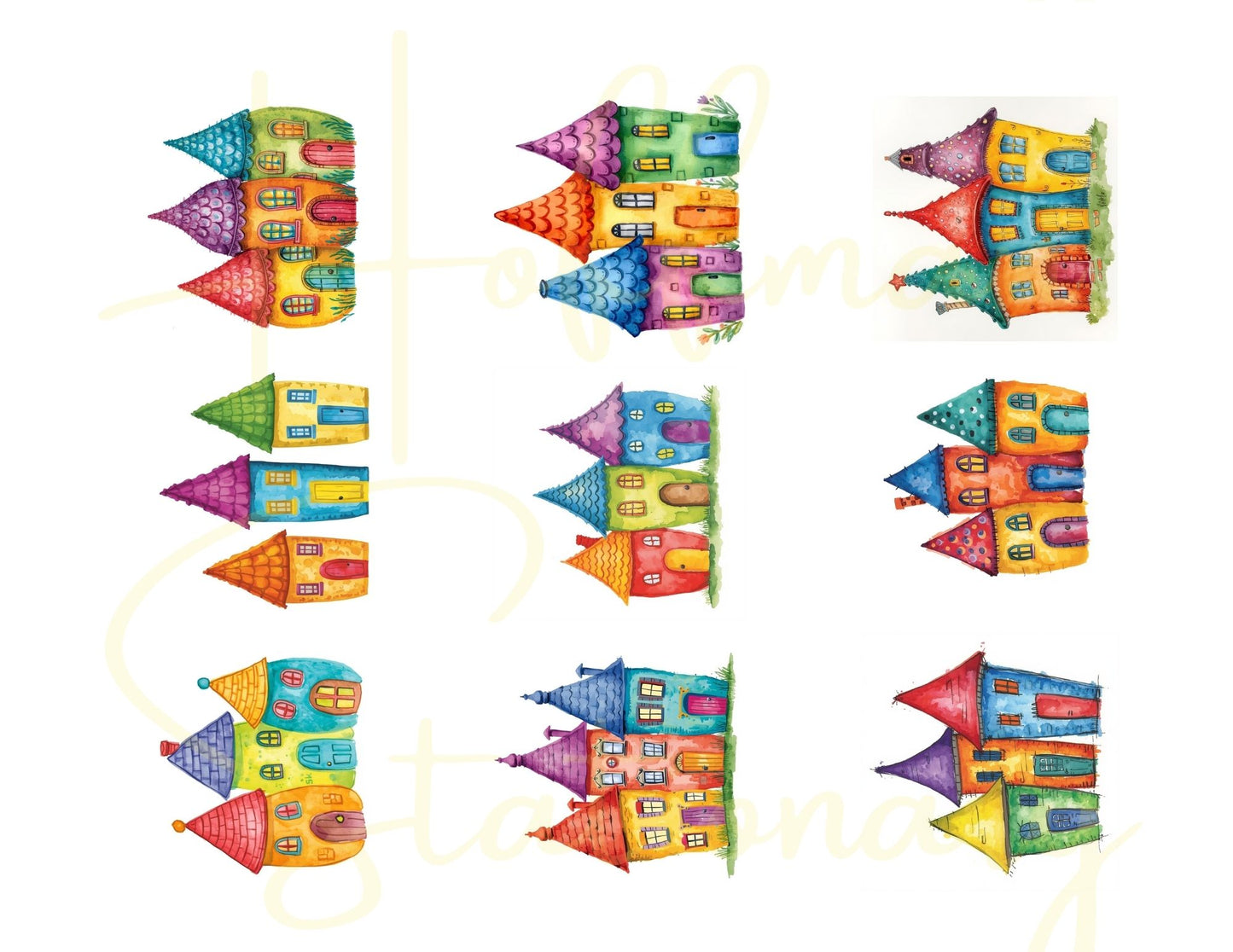 🏡 “Storybrook Street” – Whimsical Houses Digital Collection