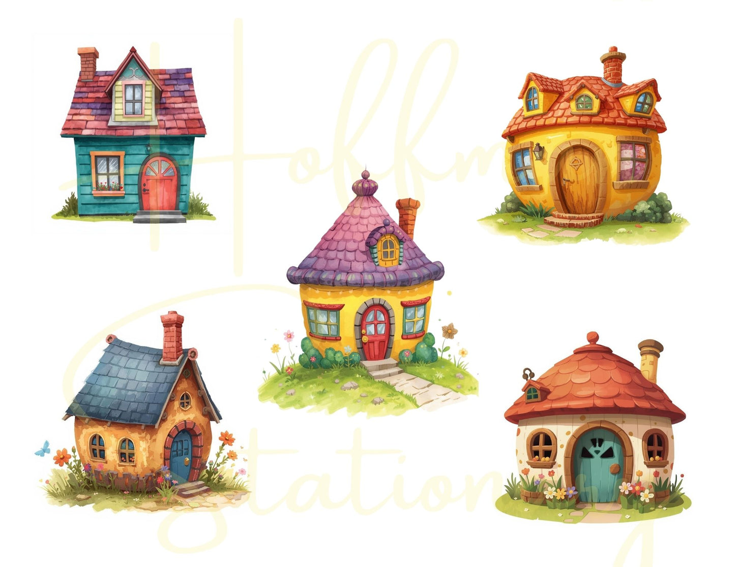 🏡 “Storybrook Street” – Whimsical Houses Digital Collection