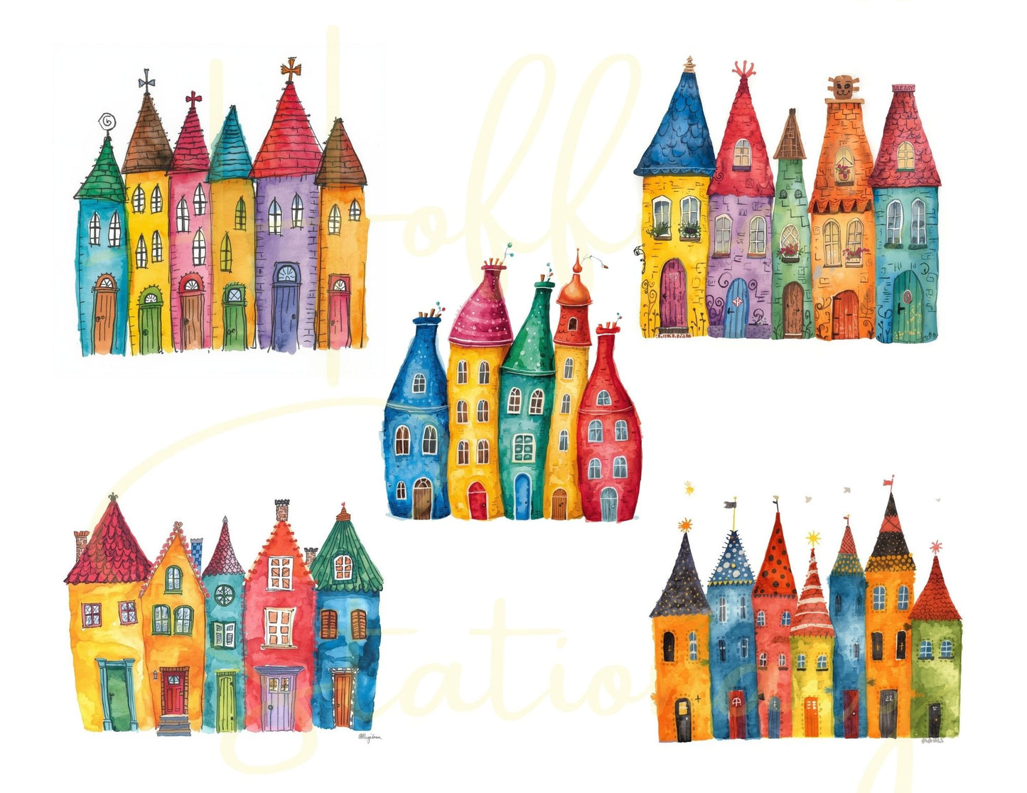 🏡 “Storybrook Street” – Whimsical Houses Digital Collection