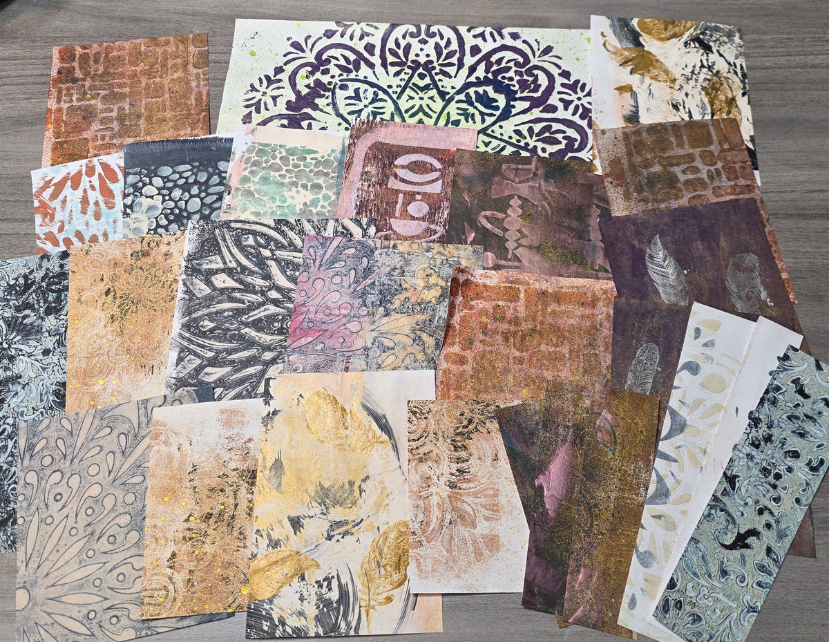 Gel Plate Printed Paper Packs