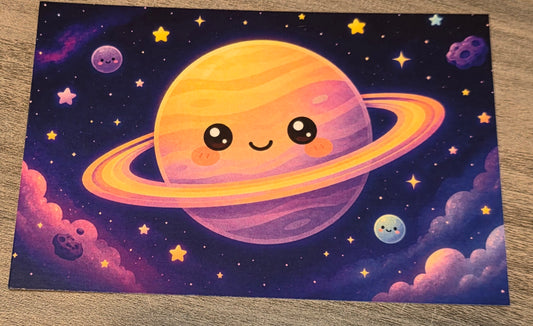 Saturn Kawaii Postcard