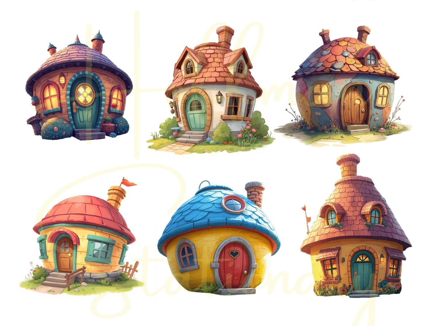 🏡 “Storybrook Street” – Whimsical Houses Digital Collection