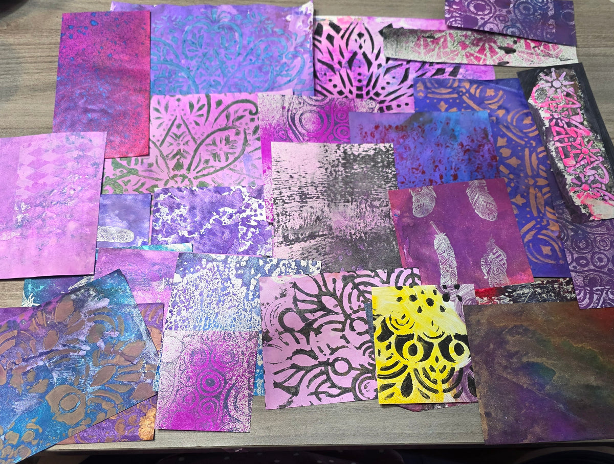 Gel Plate Printed Paper Packs